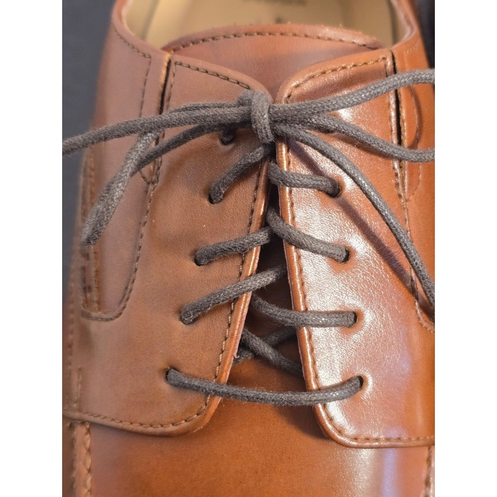 Johnston & Murphy McGrath Mens Italian Calfskin Leather Saddle Brown Oxfords NEW - Picture 6 of 16